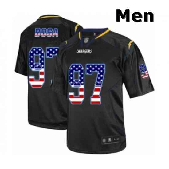 Men Los Angeles Chargers 97 Joey Bosa Elite Black USA Flag Fashion Football Jersey